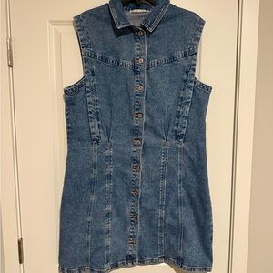 Denim Sleeveless Button-Down Dress